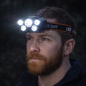 NIB Ultra-Bright 5-LED USB Rechargeable Headlamp – L-T21
